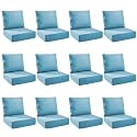 Outdoor Cushion Set for Patio Furniture, UV Resistant, Water Resistant - 6 Inch Thick Foam Garden Cushions– 24x24 Inch Patio Seat Covers for Chair/Sofa/Couch | Light Blue | 12-Pack |