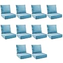 Outdoor Cushion Set for Patio Furniture, UV Resistant, Water Resistant - 6 Inch Thick Foam Garden Cushions – 22x24 Inch Patio Seat Covers for Chair/Sofa/Couch | Light Blue | 10-Pack |