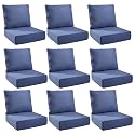 Outdoor Cushion Set for Patio Furniture, UV Resistant, Water Resistant - 6 Inch Thick Foam Garden Cushions– 24x24 Inch Patio Seat Covers for Chair/Sofa/Couch | Blue | 9-Pack |