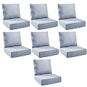 Outdoor Cushion Set for Patio Furniture, UV Resistant, Water Resistant - 6 Inch Thick Foam Garden Cushions – 22x24 Inch Patio Seat Covers for Chair/Sofa/Couch | Baby Blue | 7-Pack |
