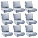Outdoor Cushion Set for Patio Furniture, UV Resistant, Water Resistant - 6 Inch Thick Foam Garden Cushions – 22x24 Inch Patio Seat Covers for Chair/Sofa/Couch | Baby Blue | 9-Pack |