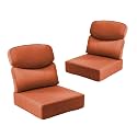 Outdoor Cushion Set for Patio Furniture, UV Resistant, Water Resistant - 6 Inch Thick Dual Layer Back Support Cushions– 24x24 Inch Patio Seat Covers for Chair/Sofa/Couch | Orange | 2-Pack |