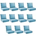 Outdoor Cushion Set for Patio Furniture, UV Resistant, Water Resistant - 6 Inch Thick Foam Garden Cushions– 24x24 Inch Patio Seat Covers for Chair/Sofa/Couch | Light Blue | 11-Pack |