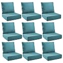 Outdoor Cushion Set for Patio Furniture, UV Resistant, Water Resistant - 6 Inch Thick Foam Garden Cushions– 24x24 Inch Patio Seat Covers for Chair/Sofa/Couch | Peacock Green | 9-Pack |