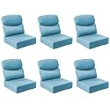 Outdoor Cushion Set for Patio Furniture, UV Resistant, Water Resistant - 6 Inch Thick Dual Layer Back Support Cushions– 24x24 Inch Patio Seat Covers for Chair/Sofa/Couch | Light Blue | 6-Pack |