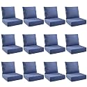 Outdoor Cushion Set for Patio Furniture, UV Resistant, Water Resistant - 6 Inch Thick Foam Garden Cushions – 22x24 Inch Patio Seat Covers for Chair/Sofa/Couch | Blue | 12-Pack |