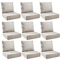 Outdoor Cushion Set for Patio Furniture, UV Resistant, Water Resistant - 6 Inch Thick Foam Garden Cushions – 22x24 Inch Patio Seat Covers for Chair/Sofa/Couch | Beige | 9-Pack |