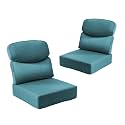 Outdoor Cushion Set for Patio Furniture, UV Resistant, Water Resistant - 6 Inch Thick Dual Layer Back Support Cushions– 24x24 Inch Patio Seat Covers for Chair/Sofa/Couch | Peacock Green | 2-Pack |