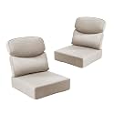 Outdoor Cushion Set for Patio Furniture, UV Resistant, Water Resistant - 6 Inch Thick Dual Layer Back Support Cushions– 24x24 Inch Patio Seat Covers for Chair/Sofa/Couch | Beige | 2-Pack |