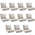 Outdoor Cushion Set for Patio Furniture, UV Resistant, Water Resistant - 6 Inch Thick Foam Garden Cushions – 22x24 Inch Patio Seat Covers for Chair/Sofa/Couch | Beige | 11-Pack |