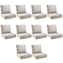 Outdoor Cushion Set for Patio Furniture, UV Resistant, Water Resistant - 6 Inch Thick Foam Garden Cushions – 22x24 Inch Patio Seat Covers for Chair/Sofa/Couch | Beige | 10-Pack |