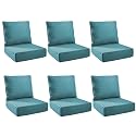 Outdoor Cushion Set for Patio Furniture, UV Resistant, Water Resistant - 6 Inch Thick Foam Garden Cushions– 24x24 Inch Patio Seat Covers for Chair/Sofa/Couch | Orange | 6-Pack |