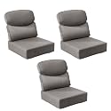 Outdoor Cushion Set for Patio Furniture, UV Resistant, Water Resistant - 6 Inch Thick Dual Layer Back Support Cushions– 24x24 Inch Patio Seat Covers for Chair/Sofa/Couch | Grey | 3-Pack |