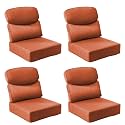 Outdoor Cushion Set for Patio Furniture, UV Resistant, Water Resistant - 6 Inch Thick Dual Layer Back Support Cushions– 24x24 Inch Patio Seat Covers for Chair/Sofa/Couch | Orange | 4-Pack |