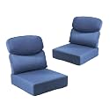 Outdoor Cushion Set for Patio Furniture, UV Resistant, Water Resistant - 6 Inch Thick Dual Layer Back Support Cushions– 24x24 Inch Patio Seat Covers for Chair/Sofa/Couch | Blue | 2-Pack |