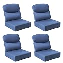 Outdoor Cushion Set for Patio Furniture, UV Resistant, Water Resistant - 6 Inch Thick Dual Layer Back Support Cushions– 24x24 Inch Patio Seat Covers for Chair/Sofa/Couch | Blue | 4-Pack |