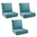Outdoor Cushion Set for Patio Furniture, UV Resistant, Water Resistant - 6 Inch Thick Foam Garden Cushions– 24x24 Inch Patio Seat Covers for Chair/Sofa/Couch | Peacock Green | 3-Pack |