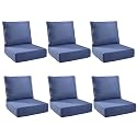 Outdoor Cushion Set for Patio Furniture, UV Resistant, Water Resistant - 6 Inch Thick Foam Garden Cushions– 24x24 Inch Patio Seat Covers for Chair/Sofa/Couch | Blue | 6-Pack |