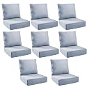 Outdoor Cushion Set for Patio Furniture, UV Resistant, Water Resistant - 6 Inch Thick Foam Garden Cushions – 22x24 Inch Patio Seat Covers for Chair/Sofa/Couch | Baby Blue | 8-Pack |