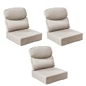 Outdoor Cushion Set for Patio Furniture, UV Resistant, Water Resistant - 6 Inch Thick Dual Layer Back Support Cushions– 24x24 Inch Patio Seat Covers for Chair/Sofa/Couch | Beige | 3-Pack |