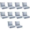 Outdoor Cushion Set for Patio Furniture, UV Resistant, Water Resistant - 6 Inch Thick Foam Garden Cushions – 22x24 Inch Patio Seat Covers for Chair/Sofa/Couch | Baby Blue | 10-Pack |