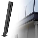 Outdoor Deck Fence Glass Railing Post, Patio Deck Balcony Vitreous Balustrade Column, Indoor Stair Railing Kits, Stainless Steel Baluster Posts(A-Edge,Height 36in/90cm)