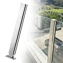 Outdoor Deck Fence Glass Railing Post, Patio Deck Balcony Vitreous Balustrade Column, Indoor Stair Railing Kits, Stainless Steel Baluster Posts(B-MID,Height 32in/80cm)
