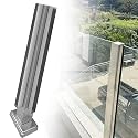 Outdoor Deck Fence Glass Railing Post, Patio Deck Balcony Vitreous Balustrade Column, Indoor Stair Railing Kits, Stainless Steel Baluster Posts(B-Corner,Height 40in/100cm)
