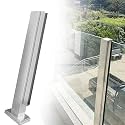 Outdoor Deck Fence Glass Railing Post, Patio Deck Balcony Vitreous Balustrade Column, Indoor Stair Railing Kits, Stainless Steel Baluster Posts(B-Edge,Height 36in/90cm)