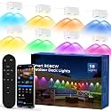Outdoor Deck Lights, 16 Lights Smart Fence Lights Compatible with Alexa &amp; Google Home, IP65 LED Patio Deck Lighting with Remote, Fence Lighting Music Sync for Patio Yard Garden(104.8ft)