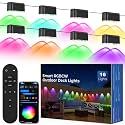 Outdoor Deck Lights, 16 Lights Smart Fence Lights Compatible with Alexa &amp; Google Home, IP65 LED Patio Deck Lighting with Remote, Fence Lighting Music Sync for Patio Yard Garden(104.8ft)