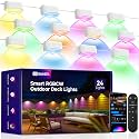 Outdoor Deck Lights 24 Packs, Smart RGBCW Fence Light, 100+ Scene Modes, Dual Lens LED String Lights with APP/Voice/Remote Control, IP65 Waterproof for Halloween Christmas Decor, 157ft White