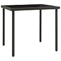Outdoor Dining Table Black and Anthracite,Square Outdoor Dining Table with Tempered Glass Top for Garden & Patio Patio Furniture