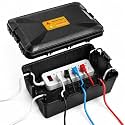 Outdoor Electrical Box, Large, IP54 Waterproof Extension Cord Connection Box with 7 Cable Entry Ports for Standard Power Strips, Surge Protectors, Holiday Lights and Outdoor Plugs(Black, Large)