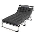 Outdoor Folding Bed Small Outdoor Bed, Accompanying Lounger, Desk, Nap for One Person, Single Folding Bed with Mattresses (Large)