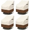 Outdoor Furniture Covers 4-Pack, Heavy Duty 600D Oxford Fabric Patio Chair Protectors, Weather Resistant Waterproof, 28x32x36 Inches, Beige and Brown