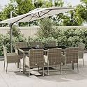 Outdoor Furniture,Outdoor Patio Furniture,Balcony Furniture,Lawn Furniture,9 Piece Patio Dining Set with Cushions Gray Poly Rattan,Suitable for outdoor patio,lawn
