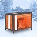 Outdoor Insulated Wooden Dog House Weatherproof Metal Frame Chew Resistant