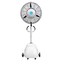 Outdoor Mist Fan with Water Tank, Commercial Oscillating Pedestal Fan, 3-Speed Spray Cooling for Large Areas, Ideal for Factories &amp; Hotels (White)