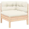 Outdoor Modular Sectional Sofa in Cream Solid Pine Wood Medium Size for Garden Patio Seating with UV Resistant Fabric and Durable Construction