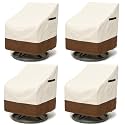 Outdoor Patio Chair Covers 4-Pack, Heavy Duty 600D Oxford Fabric, Weather Resistant Waterproof Furniture Protectors 33W x 35D x 36H inches, Beige and Brown
