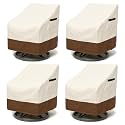 Outdoor Patio Chair Covers 4-Pack, Heavy Duty 600D Oxford Fabric, Weather Resistant Waterproof Furniture Protectors 35W x 37D x 36H inches, Beige and Brown