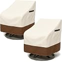 Outdoor Patio Chair Covers, Heavy Duty Waterproof 600D Oxford Furniture Protection, 35x37x36 Inches, 2-Pack, Beige and Brown