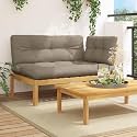 Outdoor Patio Sofa Taupe 14.3 x 20.6 x 10.7 in Solid Acacia Wood Sectional Couch with Soft Cushions Modern Slatted Design for Garden Balcony Poolside