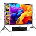 Outdoor Projector Screen with Stand, 200 inch Indoor Movie Screen 16:9 4K Rear Front Portable Projection Screen, Quick Setup Foldable Travel Home Theater Screen with Carry Bag for Backyard Camping