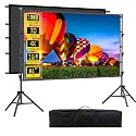 Outdoor Projector Screen with Stand, 84 inch Indoor Movie Screen 16:9 4K Rear Front Portable Projection Screen, Quick Setup Foldable Travel Home Theater Screen with Carry Bag for Backyard Camping