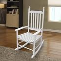 Outdoor Rocking Chairs, Solid Wood Oversized Patio Rocking Chairs, All Weather Resistant Porch Rocker, Wide Seat &amp; Slatted Back Porch Rockers for Outside, 250LBS Capacity, White