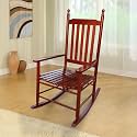 Outdoor Rocking Chairs, Solid Wood Oversized Patio Rocking Chairs, All Weather Resistant Porch Rocker, Wide Seat &amp; Slatted Back Porch Rockers for Outside, 250LBS Capacity, Brown