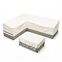 Outdoor Sectional Cover,V Shaped Patio Furniture Covers,2PCS Waterproof Cover for Sofa and Table,85"(110''L) x 32''D x 31''H,White&amp;Grayish Green