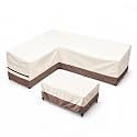Outdoor Sectional Cover,V Shaped Patio Furniture Covers,2PCS Waterproof Cover for Sofa and Table,85"(110''L) x 32''D x 31''H,Beige &amp; Brown